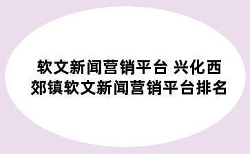 软文新闻营销平台 兴化西郊镇软文新闻营销平台排名